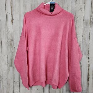 Vince Camuto Relaxed Fit Soft Turtleneck Sweater Pop Pink Size Large